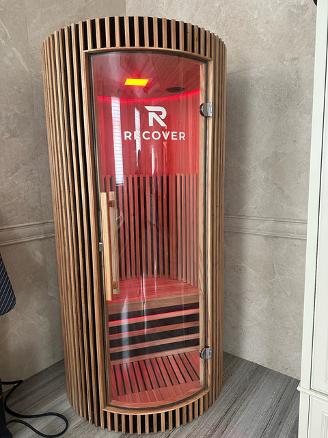 R Sauna Circle in red light in a customer's home in Vietnam