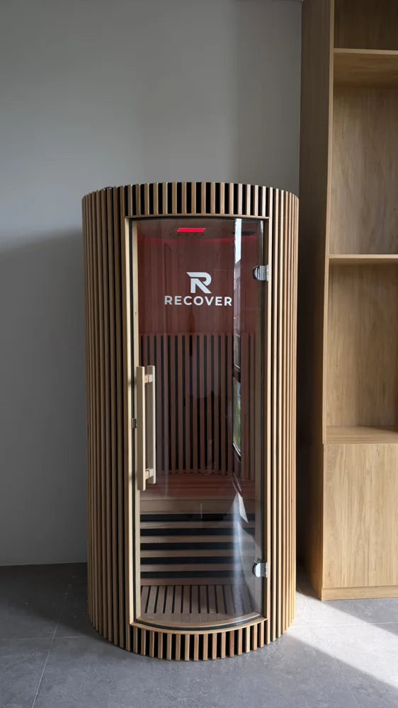 R Sauna Circle installed beside a shelf at home